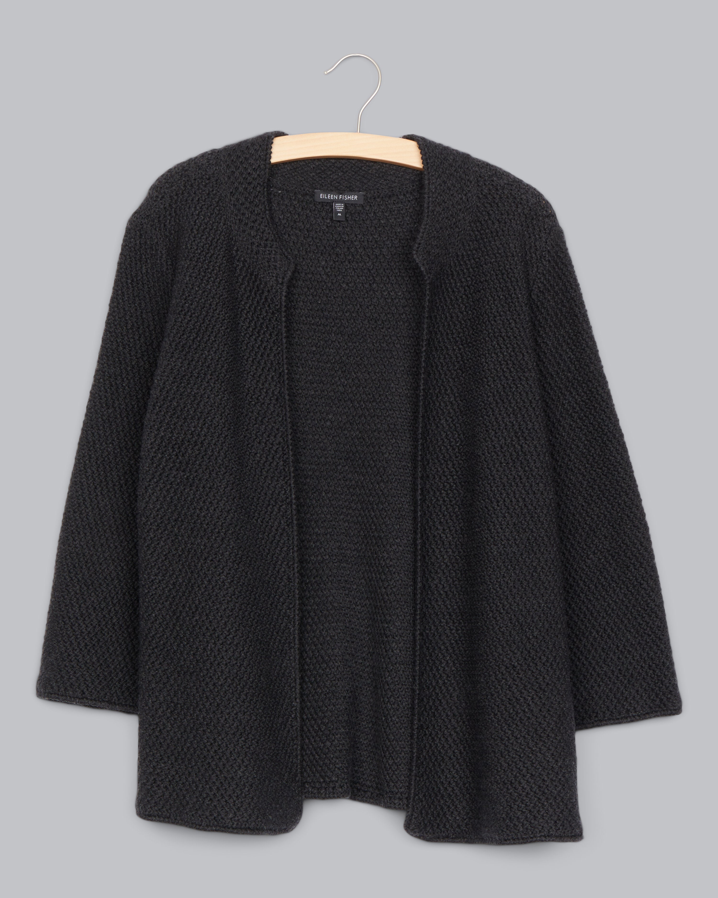 Cardigan Lungo Donna Eileen Fisher In Lana Merino – Taglia L – Antracite – Nuovo
