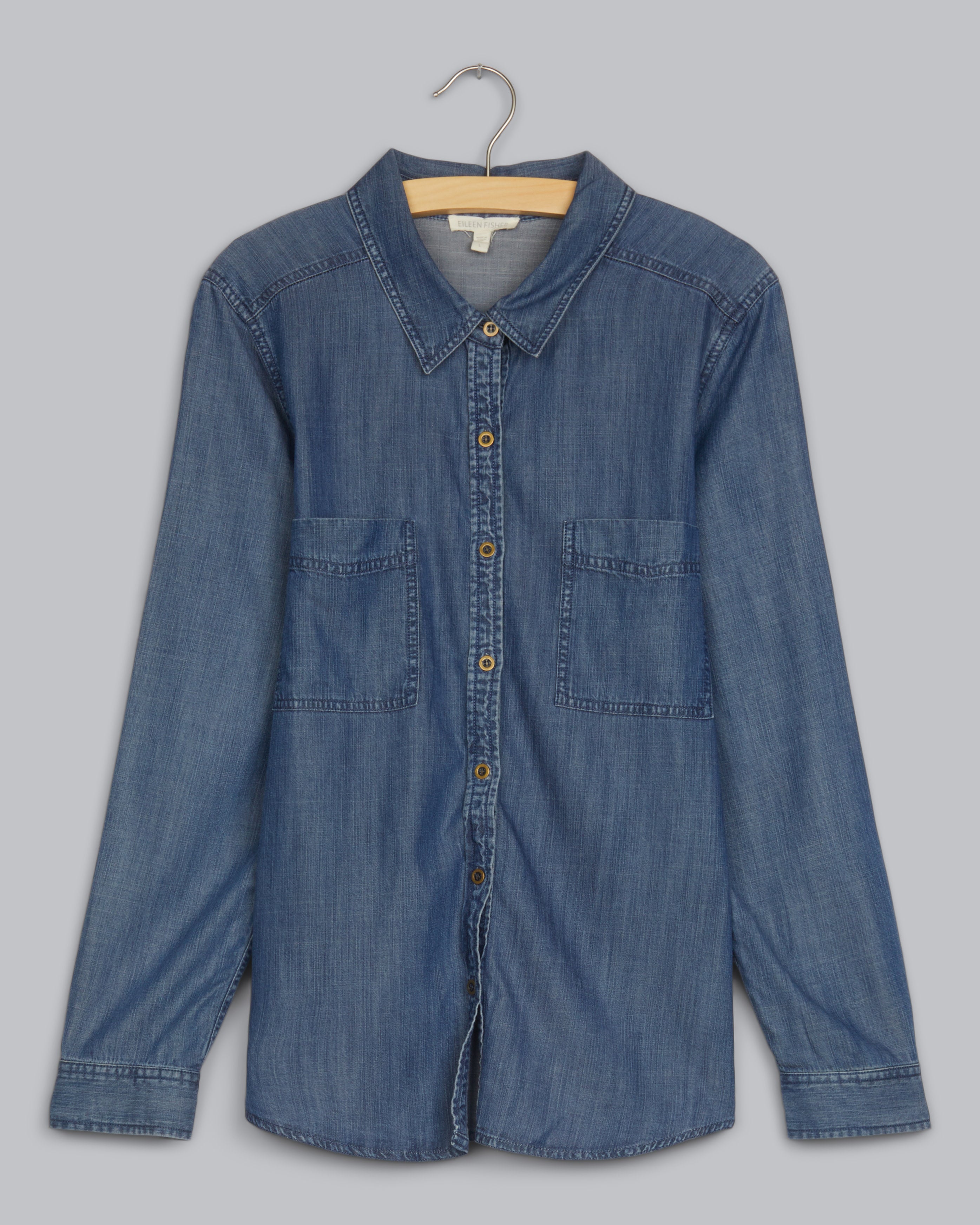 [ ] Overfit Tencel Denim Shirt ★大人気★ Tencel Cotton Denim Shirt – Eileen Fisher Renew