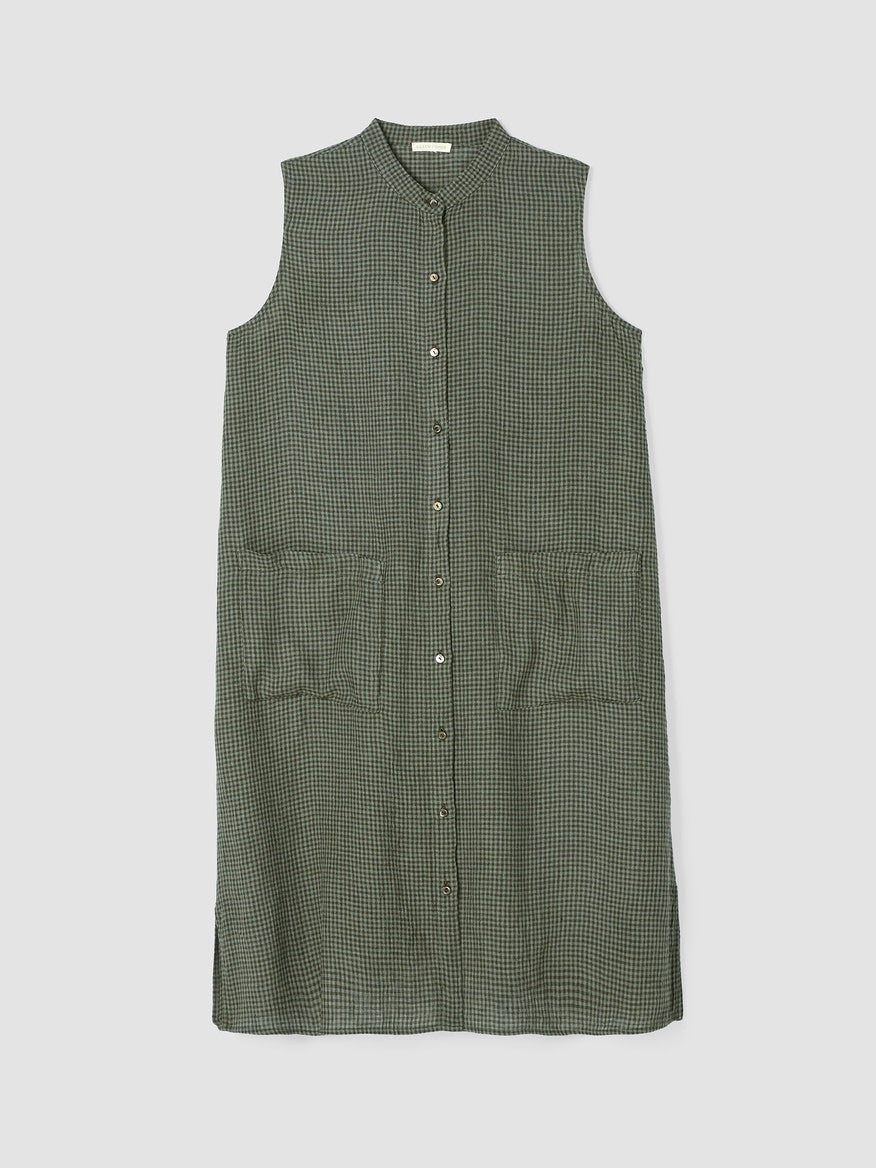 Puckered Organic Linen Sleeveless Dress  Eileen Fisher Renew