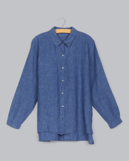 Washed Organic Linen Delave Blouse