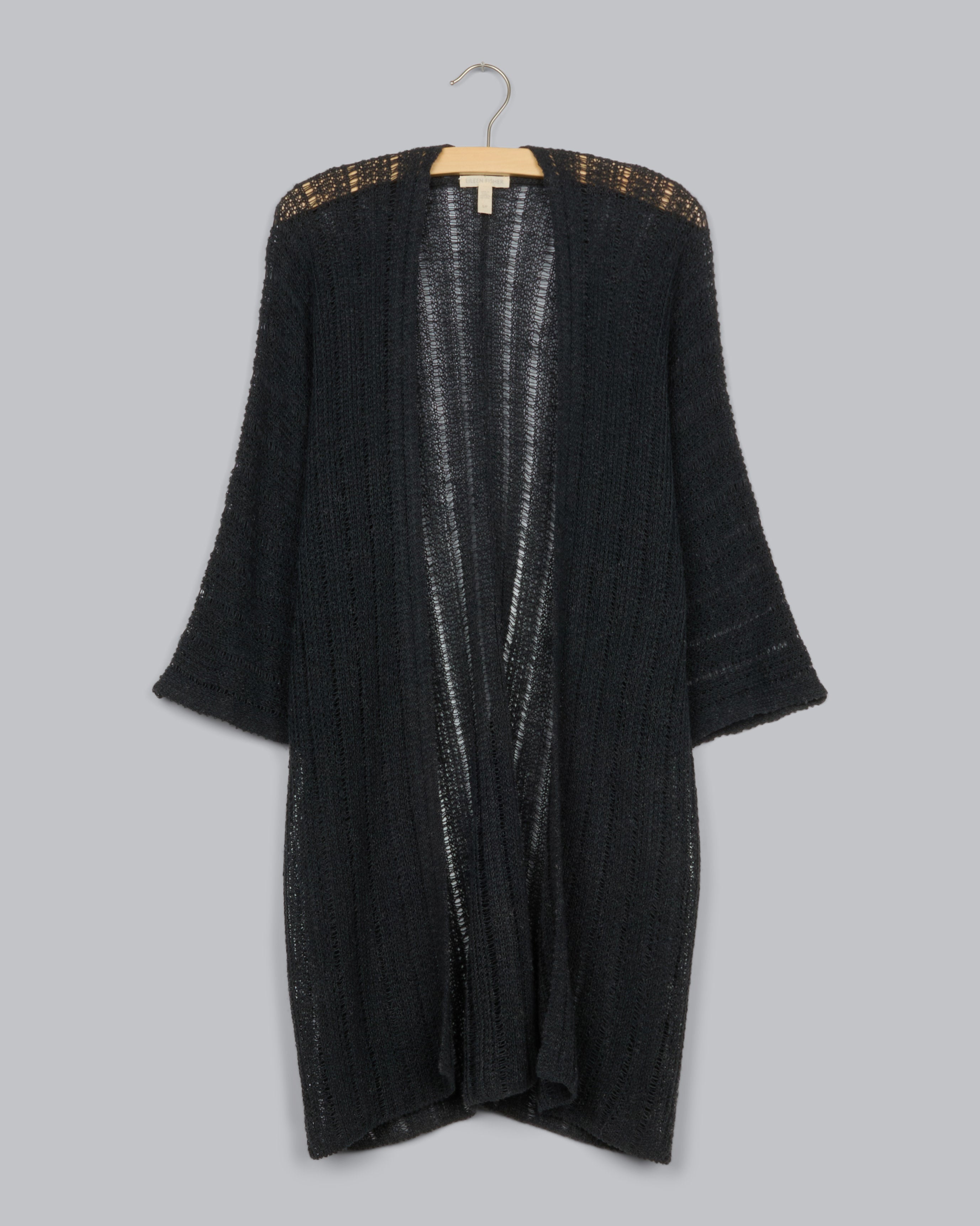 Cardigan Eileen Fisher Noir En Soie Côtelée - Taille S - Occasion Très Bon état