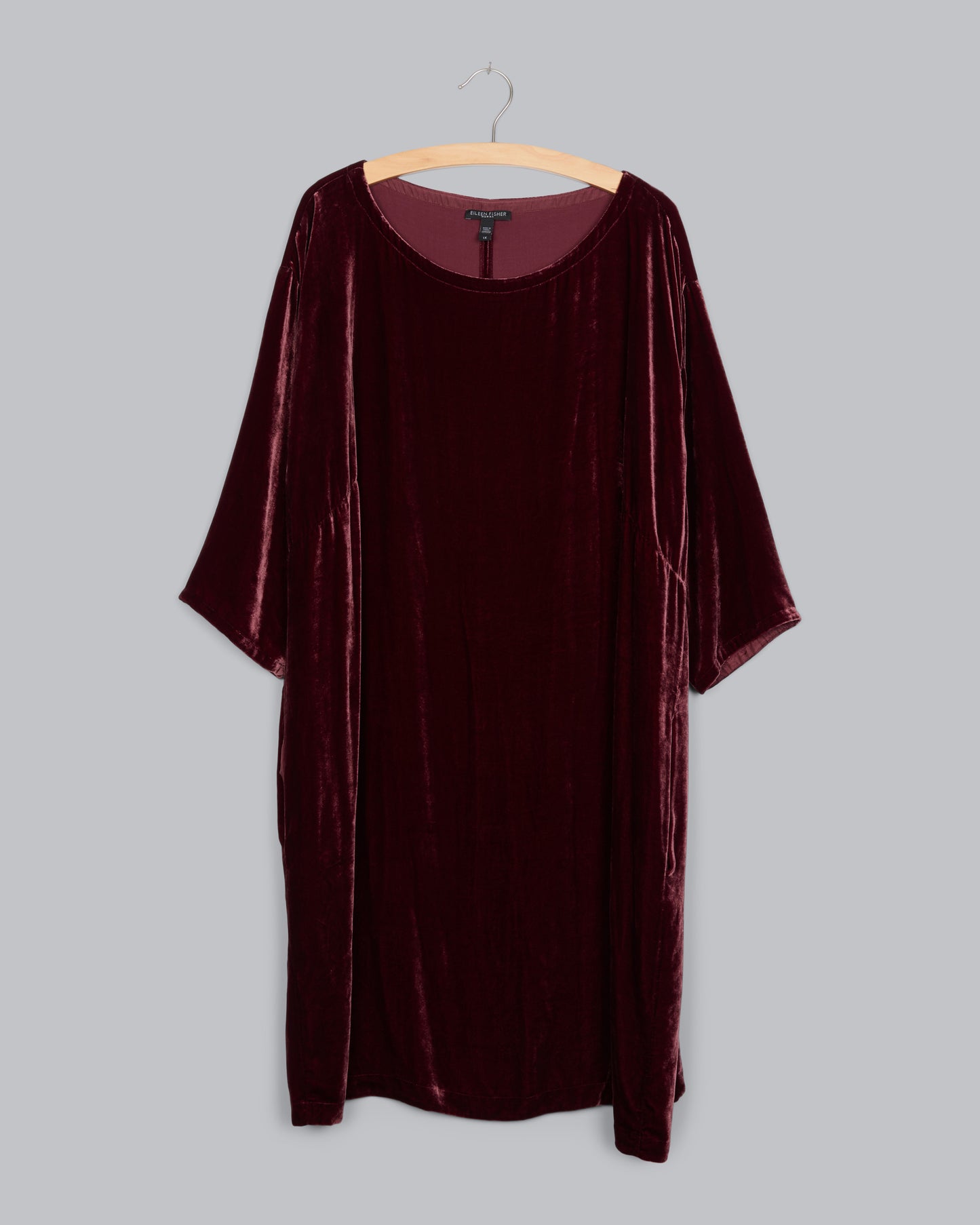 eileen fisher silk tunic dress Eileen Fisher 100% Silk Colorblock Tunic Shirt Dress Minimalist Burgundy SZ XS