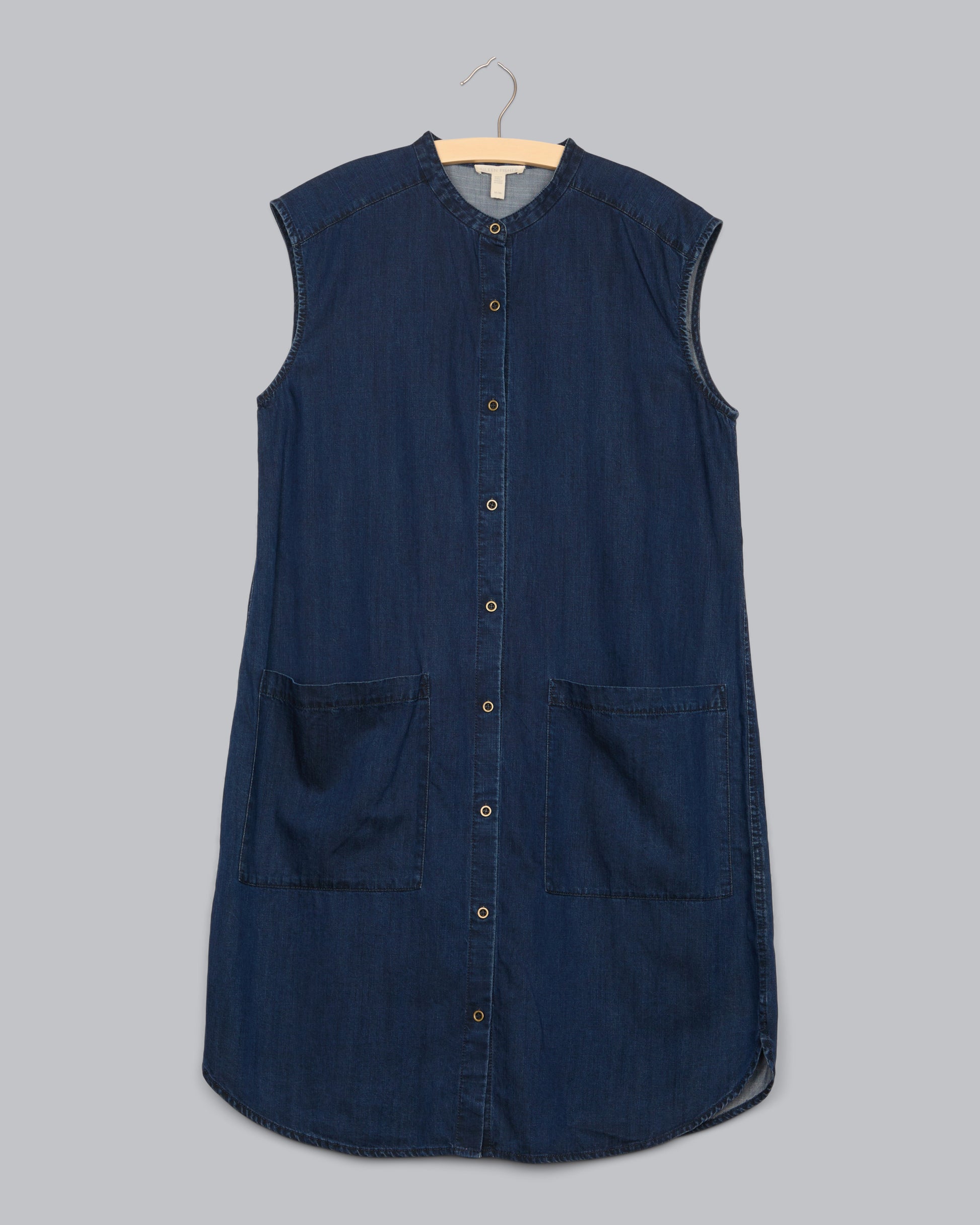 eileen fisher denim dress EILEEN FISHER Organic-Cotton Denim Dress