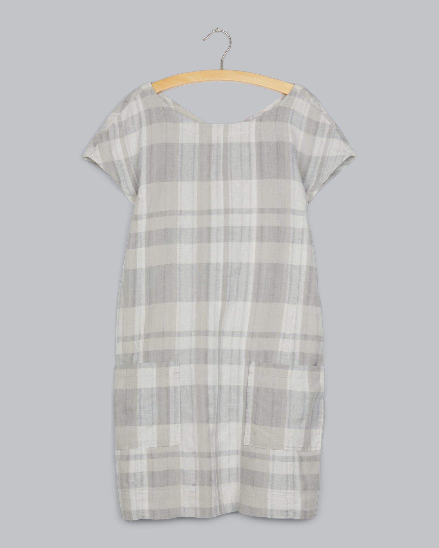 Airy Organic Linen Cotton Plaid Dress