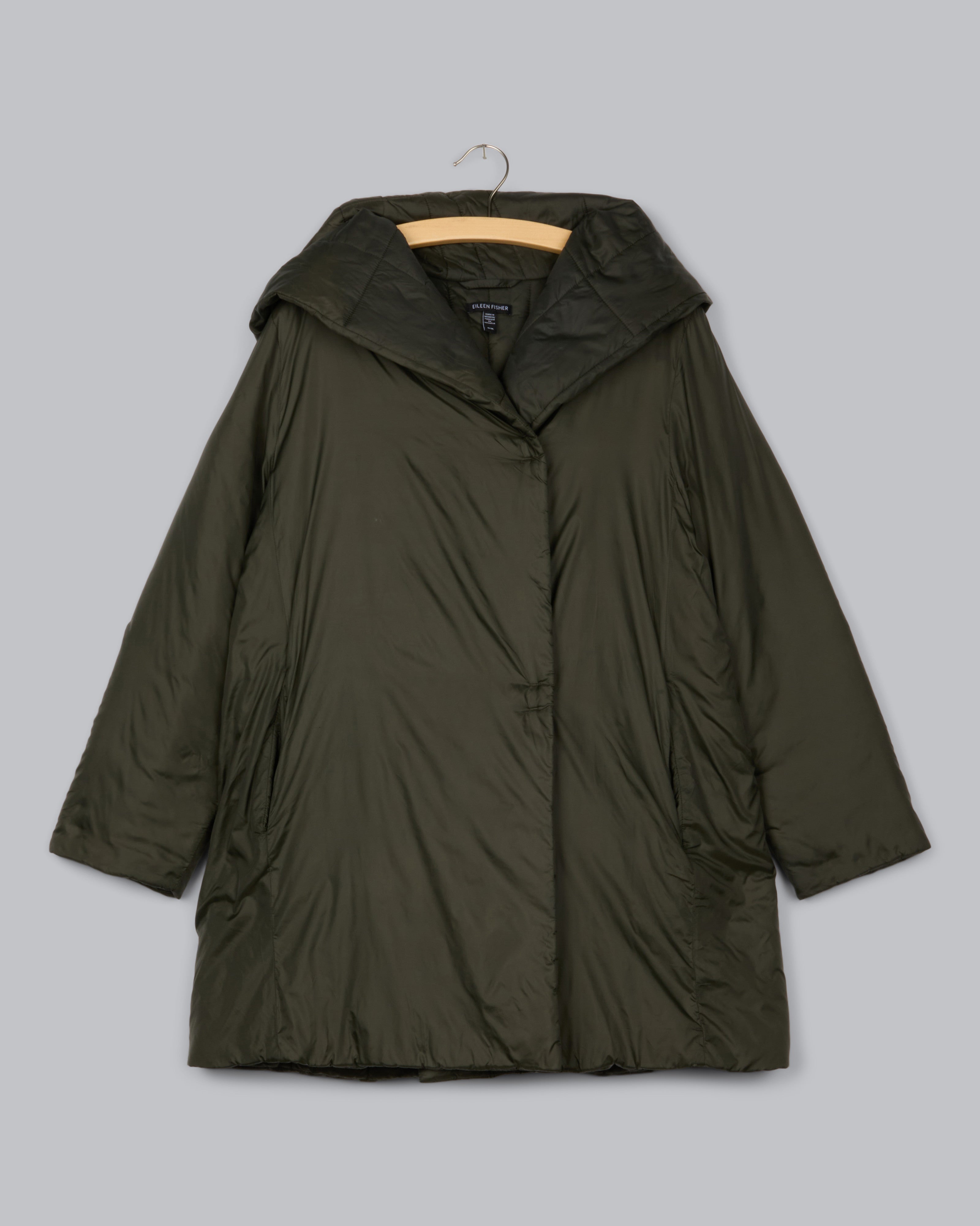 Eggshell Recycled Nylon Puffer Coat - Eileen Fisher Renew