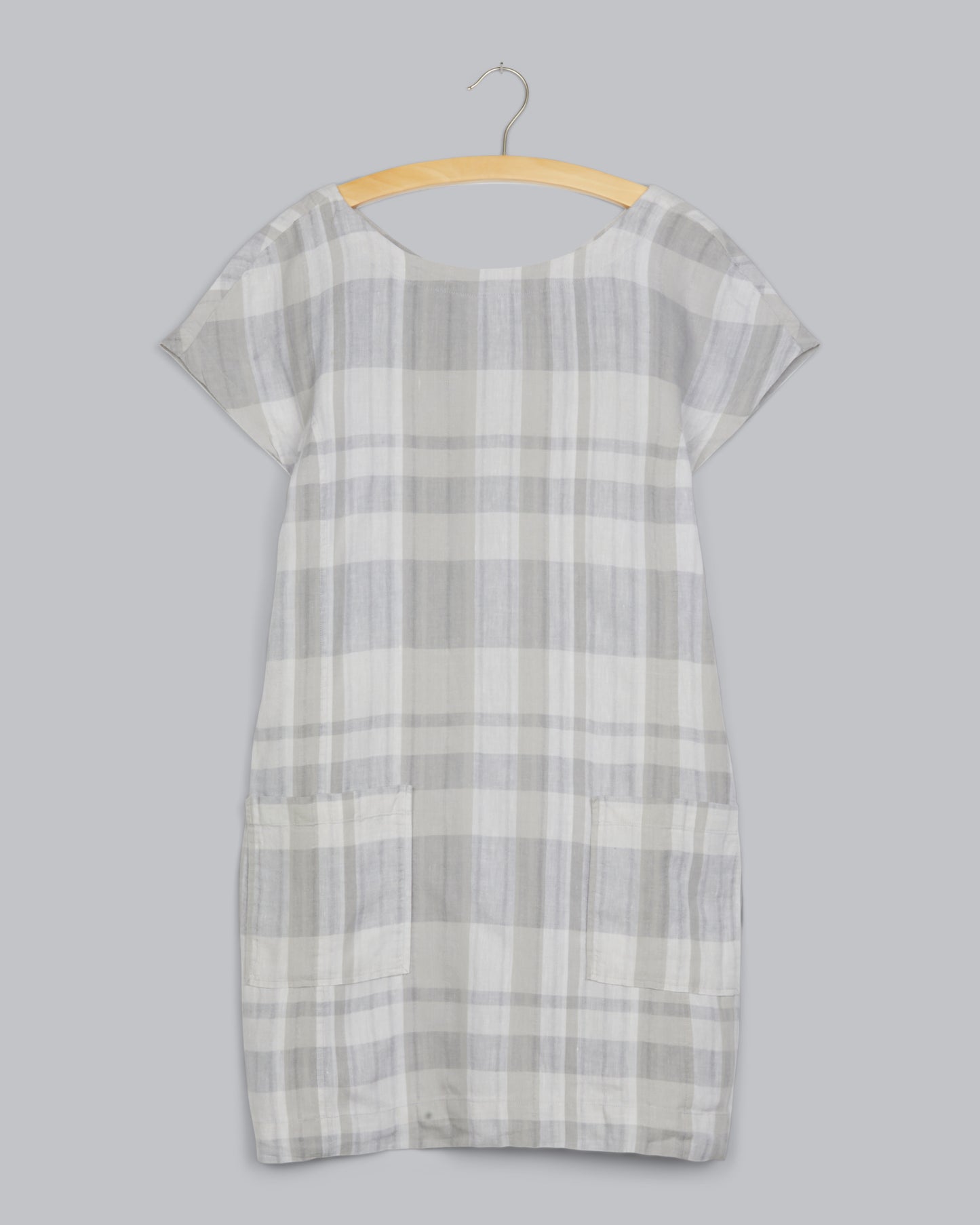 Airy Organic Linen Cotton Plaid Dress