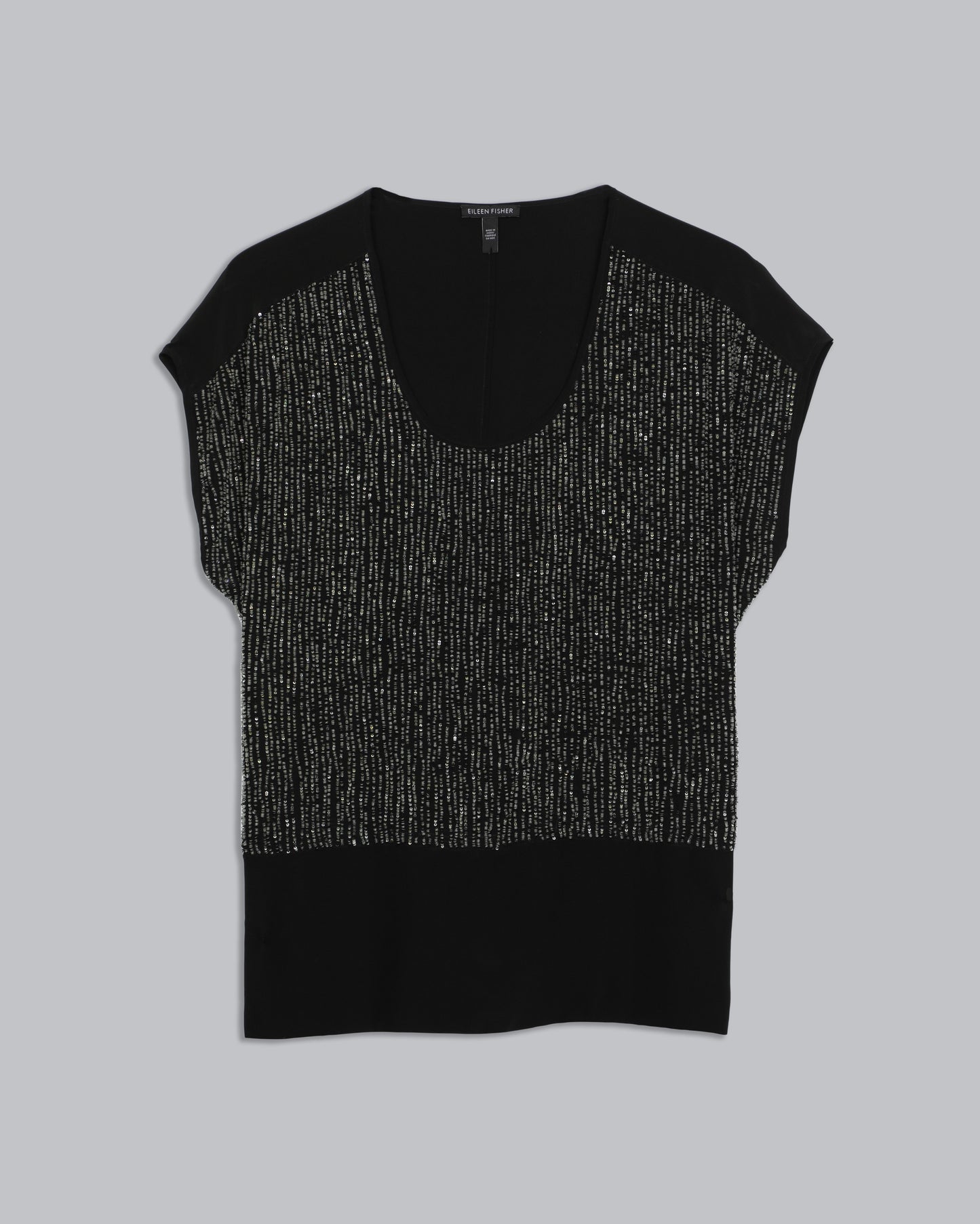 Sequined Rivulet on Silk Crepe de Chine Shirt