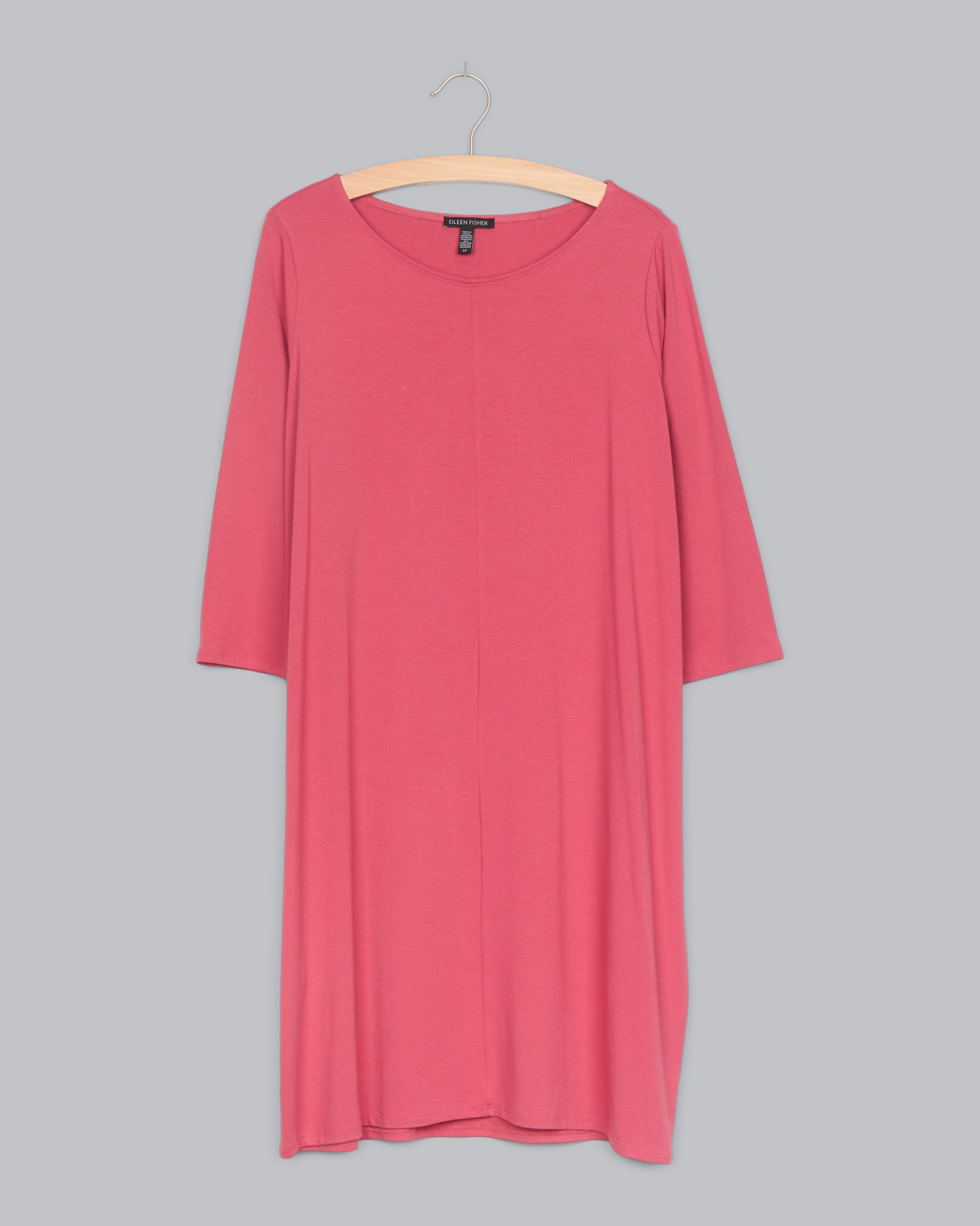 eileen fisher pink dress EILEEN FISHER Organic-Cotton Jersey Midi T-Shirt Dress